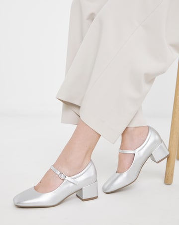 Heavenly Soles Patricia Block Heel Mary Janes - Wide Fit (E)