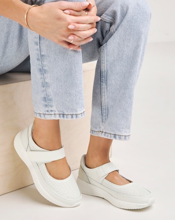 Rochelle Leather Bar Trainers Extra Wide EEE Fit