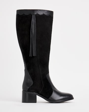 Joe Browns Black Suede Knee High Boot -Wide Fit (E) & Super Curvy Calf