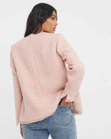 Collarless Boucle Blazer