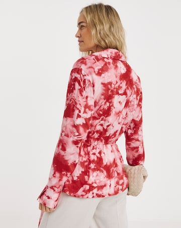 Printed Wrap Tie Cotton Shirt