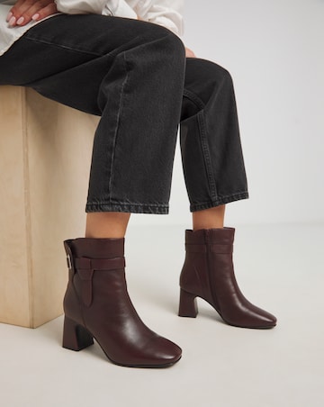 Kathy Heeled Leather Boot With Wrap Around Detail - Extra Wide Fit (EEE)