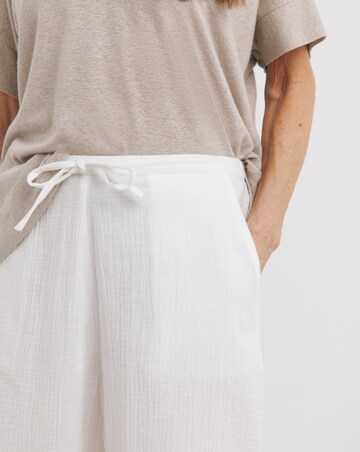 Pure Cotton Textured Cropped Wide Leg Culottes