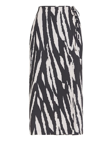 Mono Print Wrap Midi Skirt