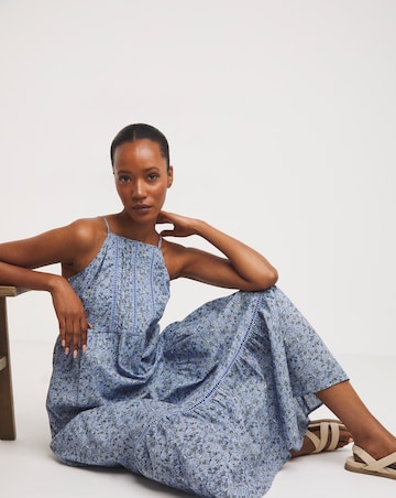 Anise Floral Print Ladder Trim Maxi Dress