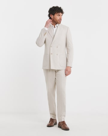 Linen Blend Double Breasted Suit Jacket