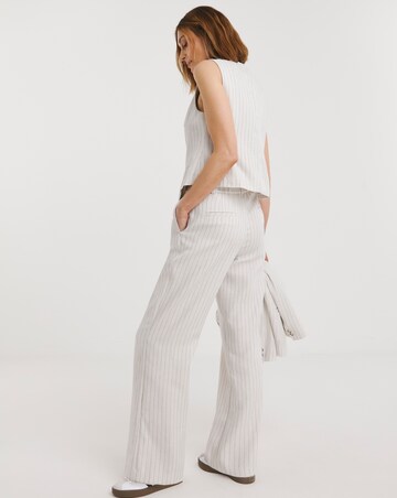 Pinstripe Linen Wide Leg Trousers
