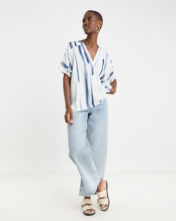 Printed Linen Mix Tunic Top
