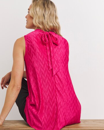 Pink Halter Neck Pleated Top