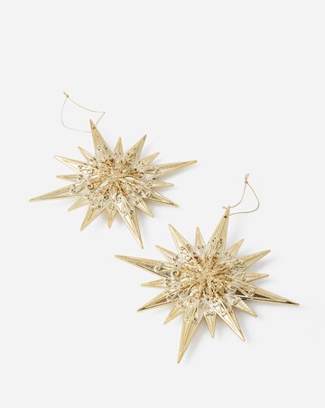 Gisela Graham Glitter Starburst Hanging Decorations - Set of 2