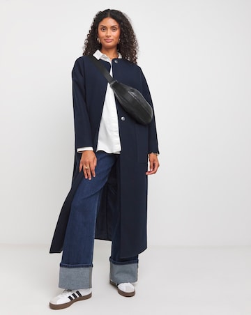 Navy Longline Scarf Coat