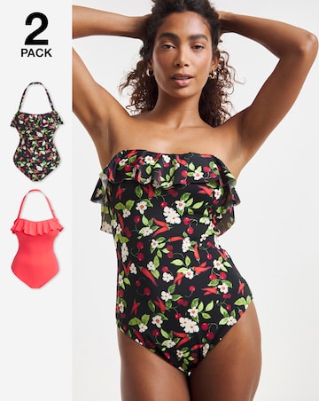 Value 2 Pack Bandeau Ruffle Swimsuits