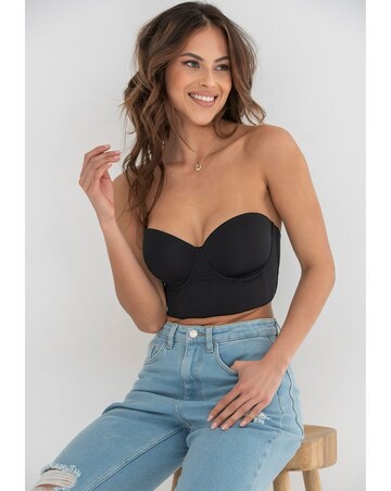 Pour Moi Definitions Longline Strapless Low Back Wired Bra Black