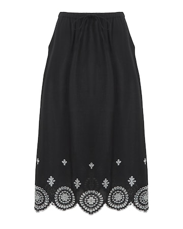 Broderie Scalloped Hem Maxi Skirt
