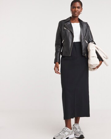 Black Split Front Pencil Skirt