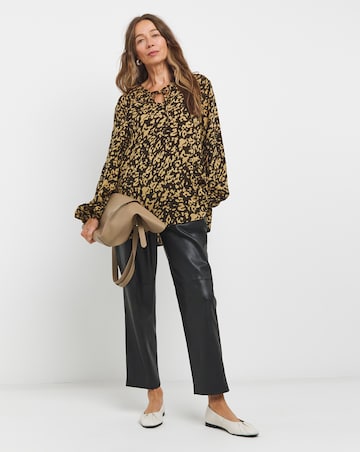 Womens Viscose Tie Detail Blouse- Animal