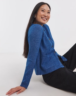 Cosy Yarn Cobalt Crew Neck Cardigan