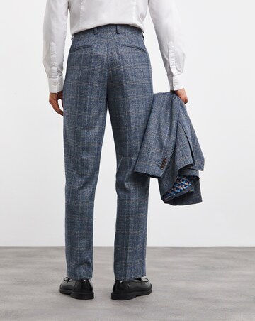 Blue Check Regular Fit Suit Trouser