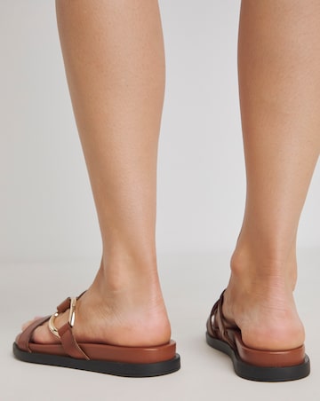 Delicate Metal Hardware Mule Sandals - Wide Fit (E)