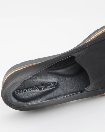 Heavenly Soles Rylee Low Wedge Slipper Cut Plain Loafer Extra Wide EEE Fit