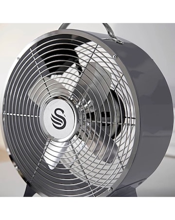 Swan 8'' Retro Clock Fan - Grey