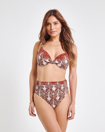 High Waist Tummy Control Ikat Print Bikini Bottoms