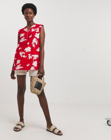 Printed Zip Front Top