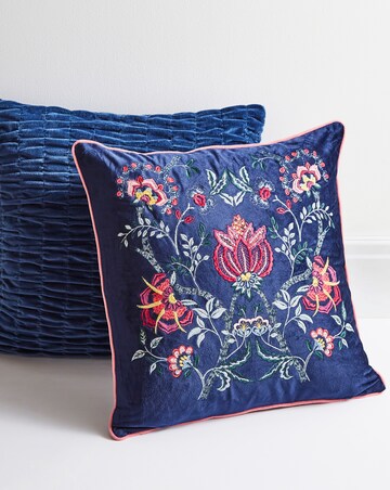 Estelle Embroidered Velvet Cushion