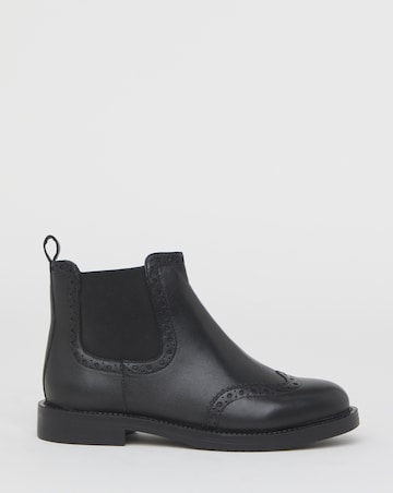 Samanatha Leather Chelsea Boot With Brogue Detailing - Wide Fit (E)