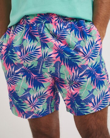 Tropical Leaf Print Swim Short
