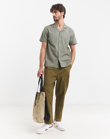 Short Sleeve Revere Linen Blend Shirt
