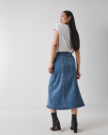 Light Blue Wrap Midi Denim Skirt