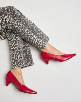 Tanya Low Kitten Heel V Cut Court Shoes - Extra Wide Fit (EEE)
