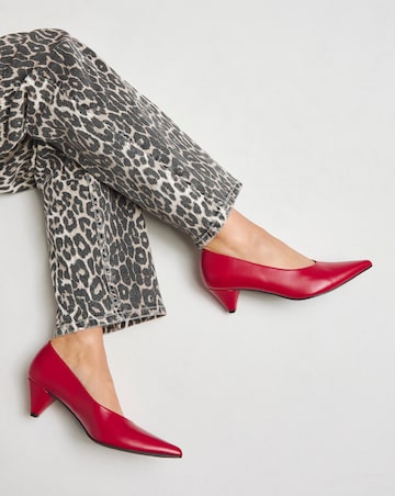 Tanya Low Kitten Heel V Cut Court Shoes - Extra Wide Fit (EEE)