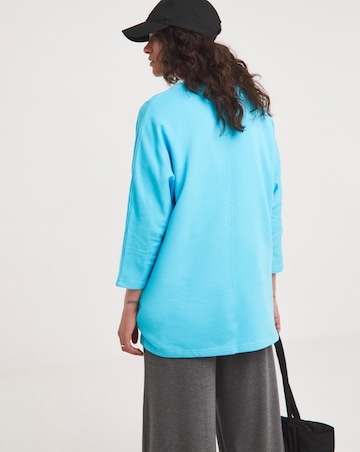 Turquoise 3/4 Sleeve Longline Sweatshirt