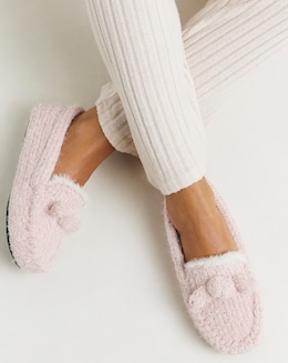 Judy Knitted Moccasin Slippers - Extra Wide Fit (EEE)