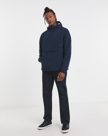 Navy Overhead Hooded Zip Detail Lightweight Jacket