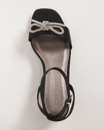 Glitzy Bow Block Heel Sandal - Wide Fit (E)