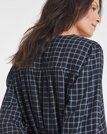 Twill Button Through Grid Check Blouse