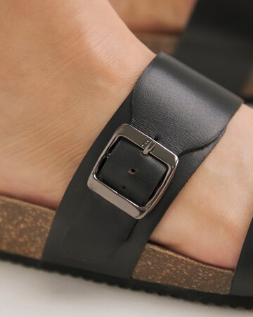Lima Leather Buckle Footbed Mule Wide E Fit