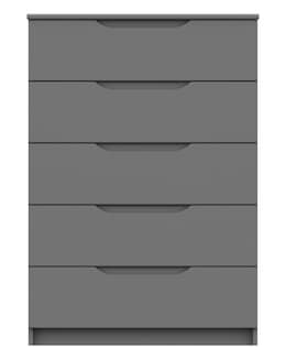 Sorrento High Gloss Assembled 5 Drawer Wide Chest