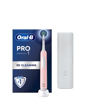 Oral-B Pro 1 3D White Pink Electric Toothbrush with Travel Case