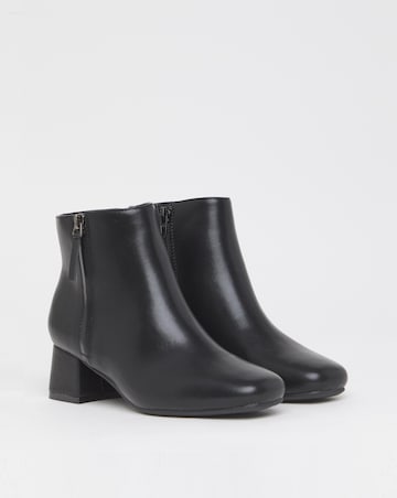 Francesca Low Block Heel Ankle Boots With Zip Detail - Extra Wide Fit (EEE)