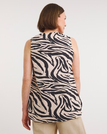 Animal Print V Neck Linen Vest