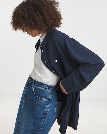 Deep Navy Tie Waist Overshirt