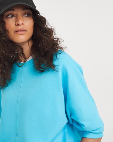 Turquoise 3/4 Sleeve Longline Sweatshirt
