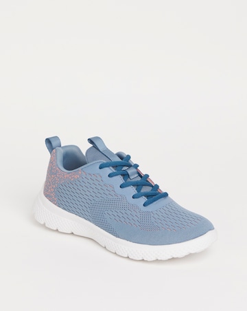 Cushion Walk Light Blue Lace Up Trainers -Wide Fit (E)