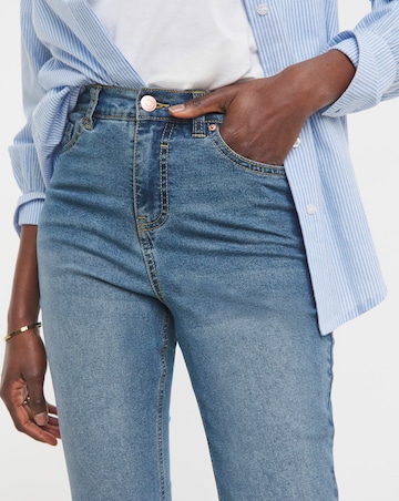 Mid Blue Denim Capri Jeans