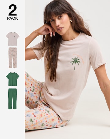 JD Williams (2 Pack) Value Pyjama Sets Palm Print