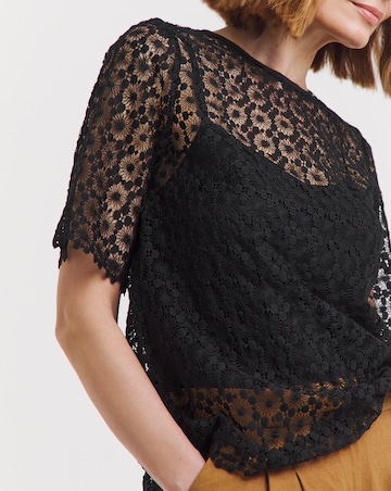 Short Sleeve Lace Top With Cami